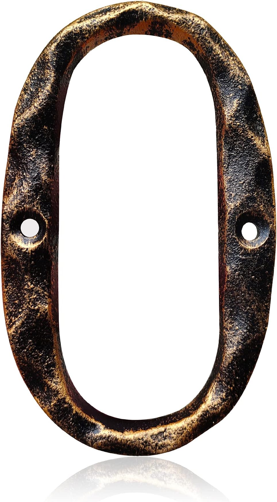 5.5 Inch House Numbers & Letters, Highly Visible Cast Iron Metal Home Address Number for Street Office Mailbox, Antique Brass (Letter O)