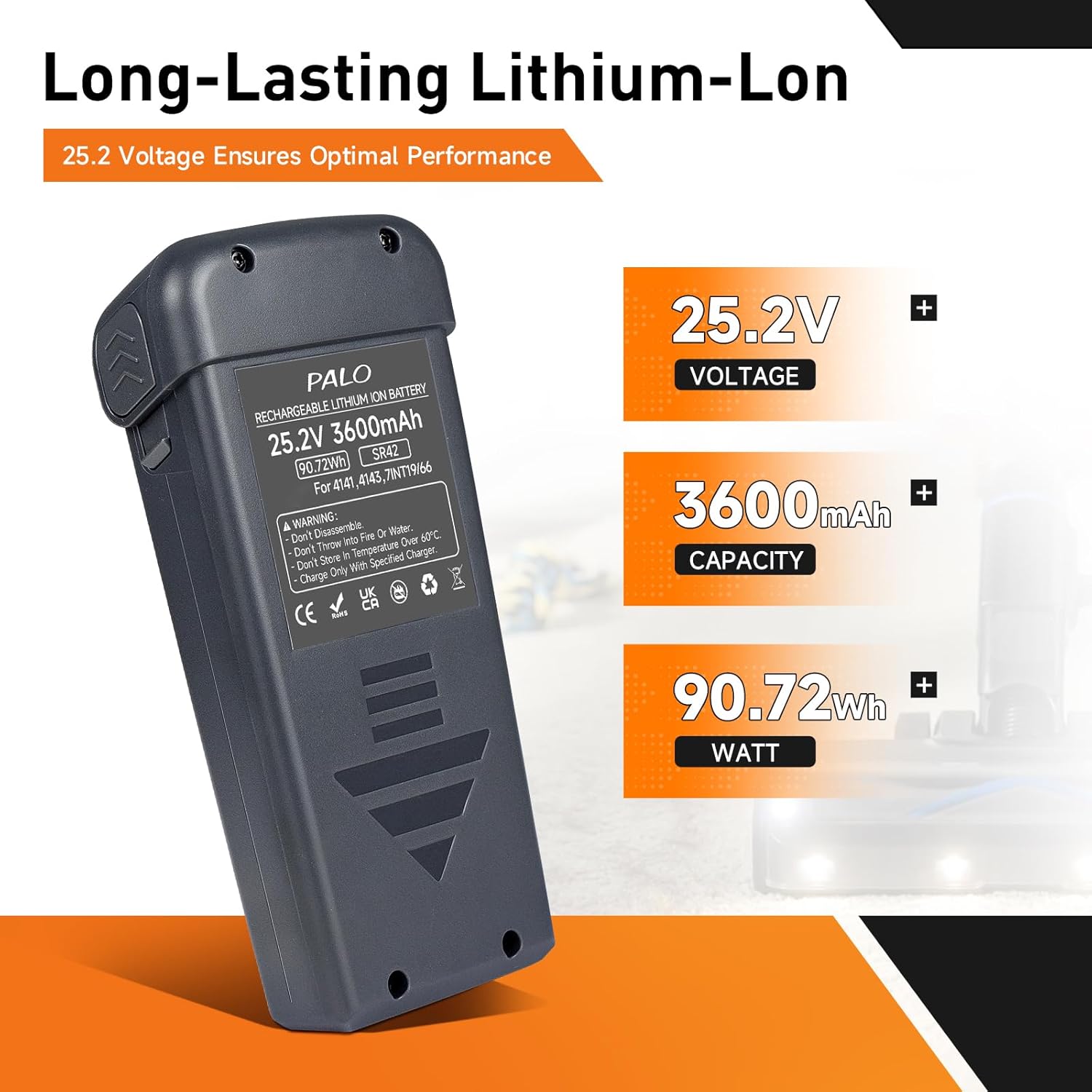 Replacement Battery for Bissell Powerclean 4141 4143, Fit Power Clean FurGuard 280W & Furfinder 200W Stick Vacuum 4026 4031 4039 4051 4052 4091 4137 4172 4173 4194 4205 4342,25.2V 3600mAh