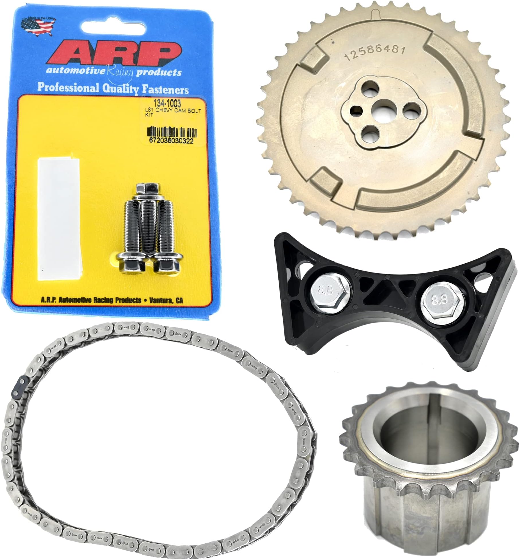 Michigan Motorsports Timing Chain Set with Cam Sprocket, ARP Cam Bolts, Crank Gear, Timing Chain, and Dampner Fits 4.8 5.3 5.7 6.0 LS1 LS2 LS3 LS6 L99 LS4 LS9 LSA LQ4