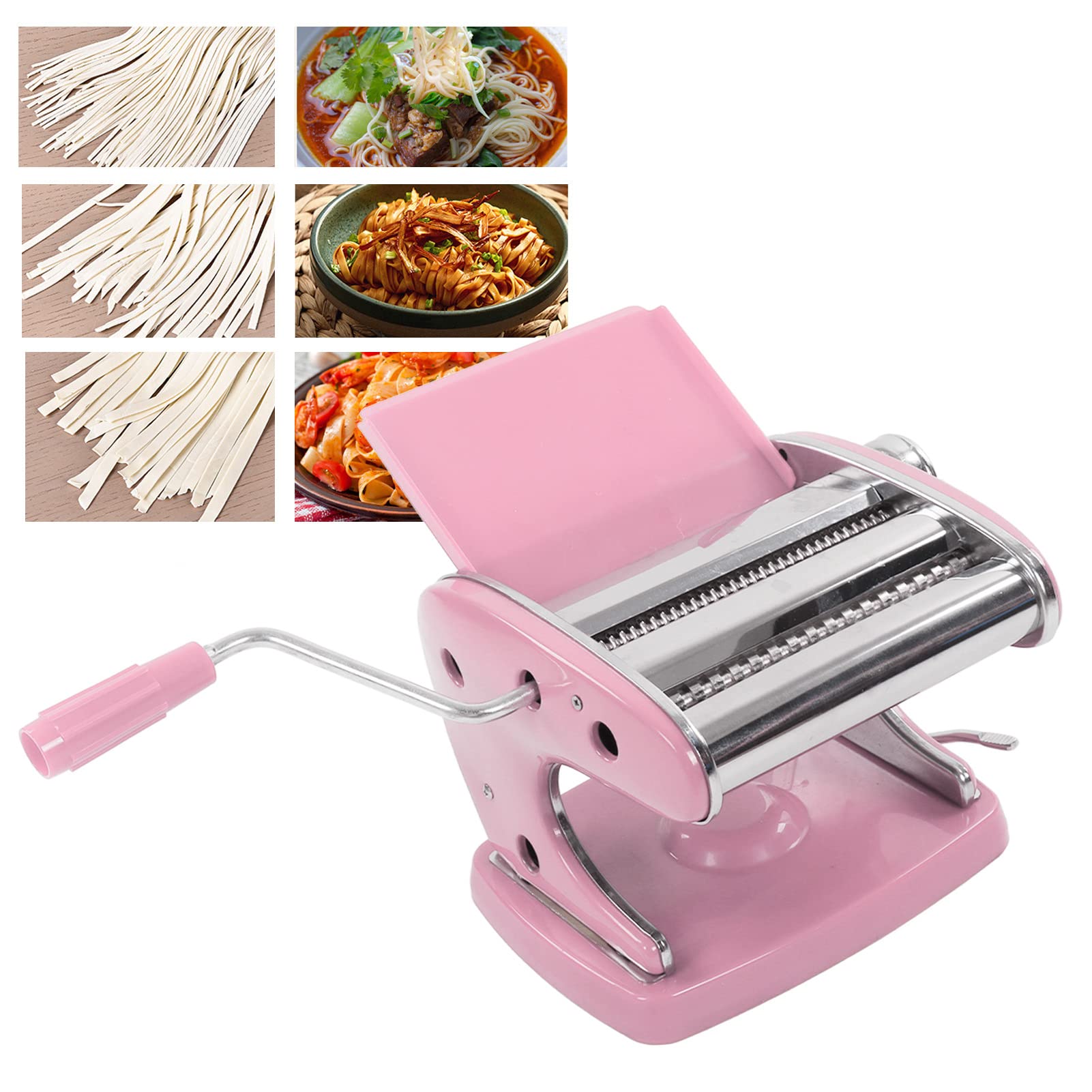 Ejoyous Nudelmaschine, Nudelmaschine aus Edelstahl, Manuelle Nudelpresse mit Saugfuß, Abgerundete Ecken, Einfache Reinigung, für Hausgemachte Pasta und Nudeln für Familien (Saugnapf 2 Messer)