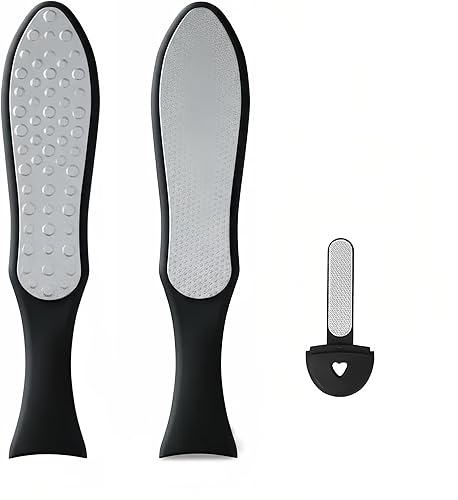 Removedor de callos de pie duradero 3 en 1 de gran tamaño (1 unidad) con raspador de talón de acero inoxidable de doble cara para talones