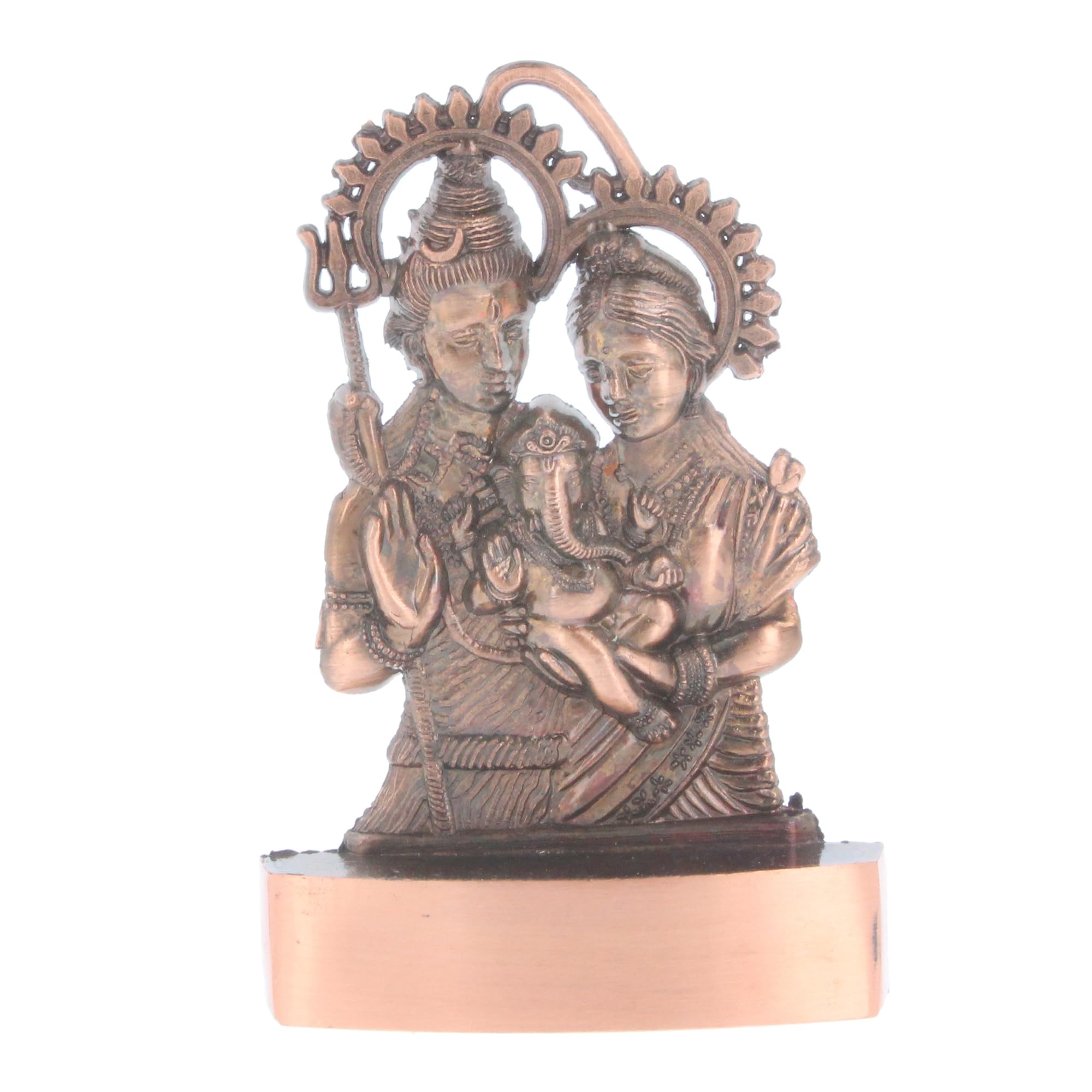 Indiabazaar Copper Shiv Parivar Statue Murti Bronze Metal Small Lord Shiva Family Shankar Parvati Ganesh Hindu God Goddess For Car Dashboard Home Office Desk Mandir Temple Pooja Décor Diwali Wedding Gift (5 Inch)