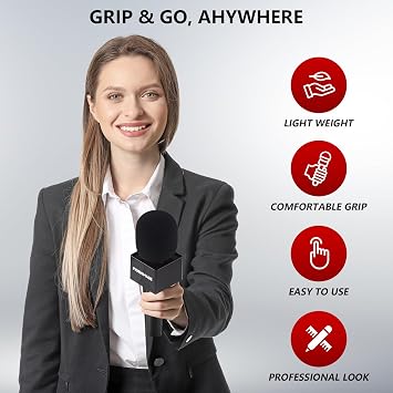 Handheld Adaptor for Interview Mic, Wireless Microphone Handle, Mic Stand Adapter Mount with Foam Cover, Compatible with DJI, Rode and All Lav Microphone