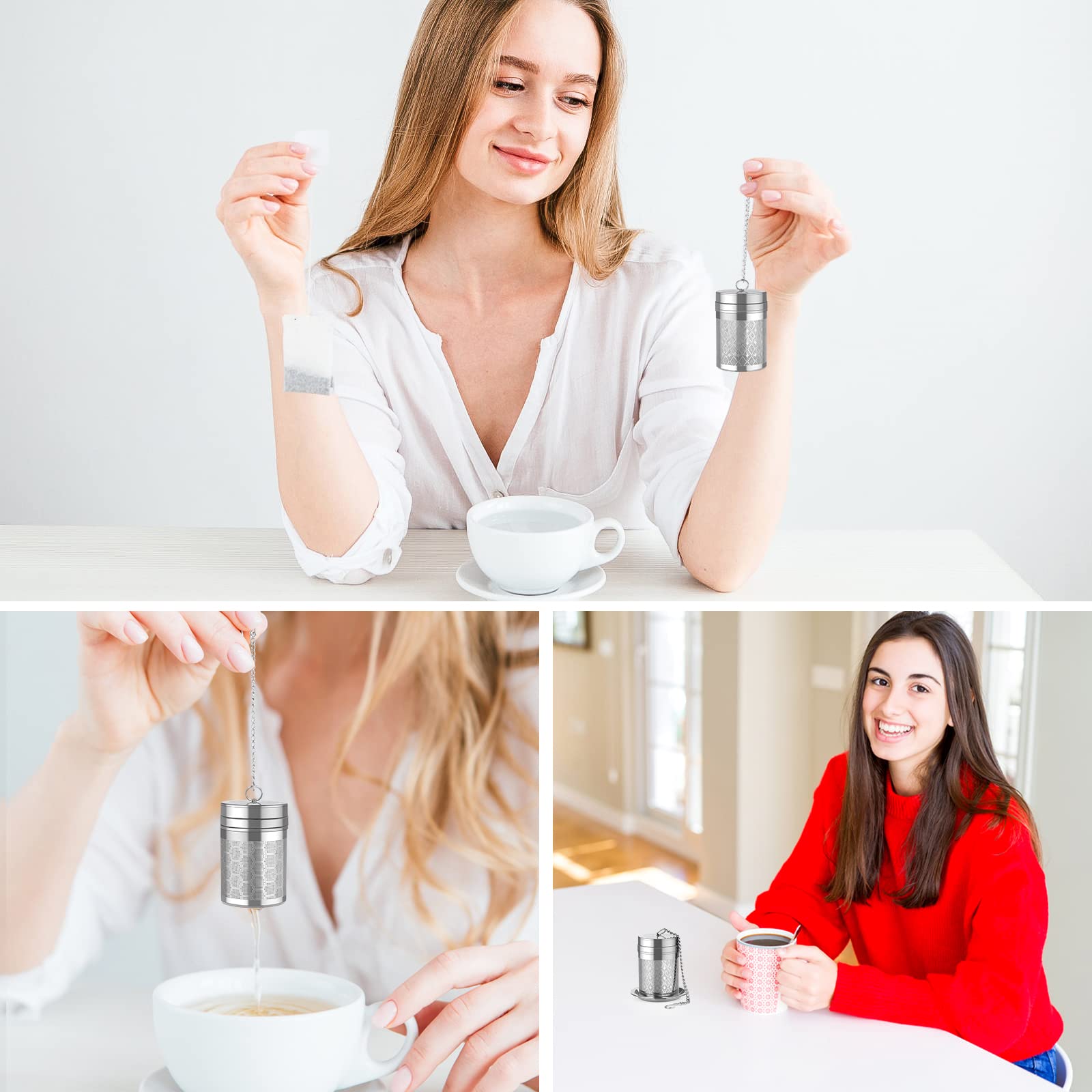 Infusores de té para té suelto, Recipiente Infusiones, Juego de Colador de Té de Acero Inoxidable 18/8, Malla Extrafina para Té de Infusión, Especias y Condimentos