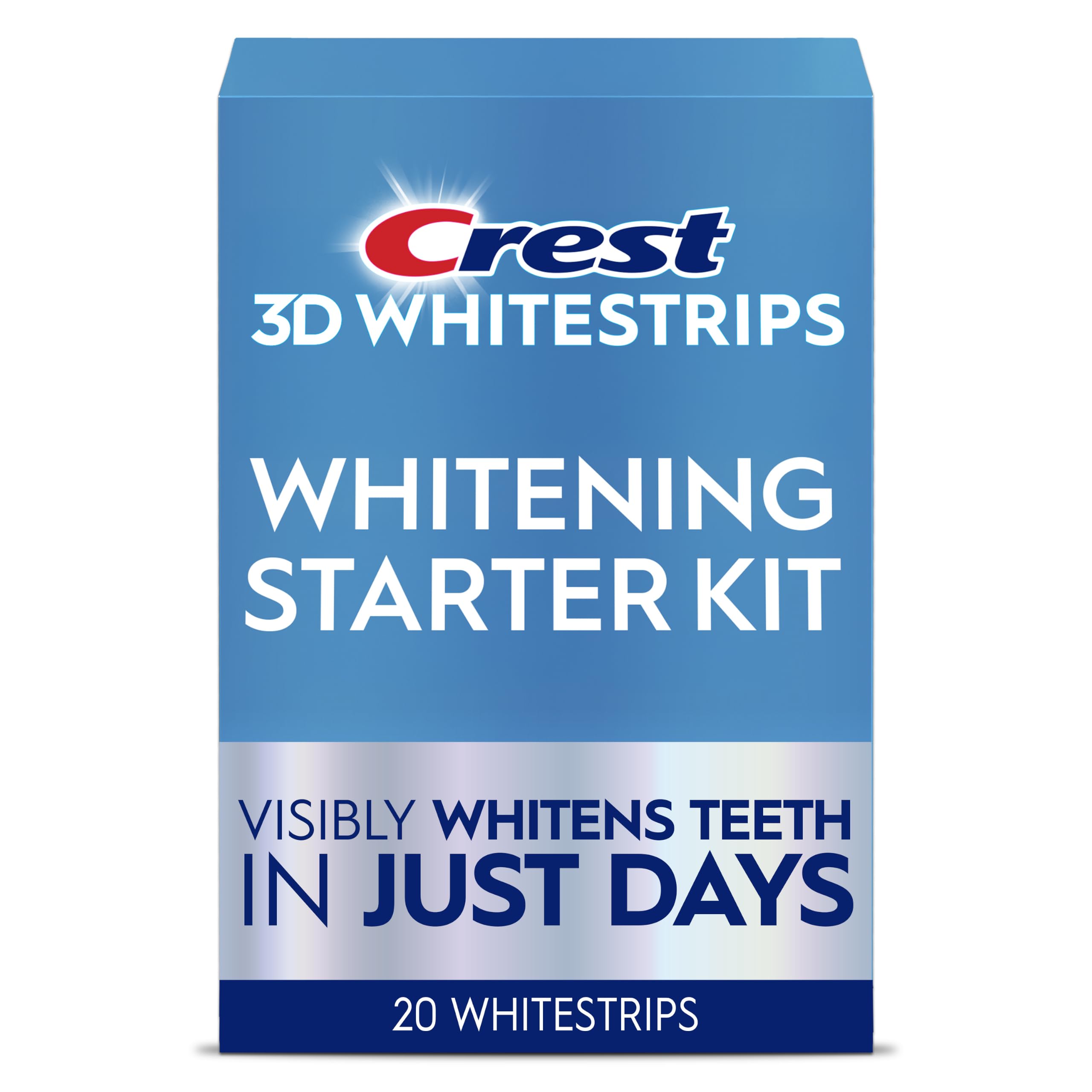 Crest 3D Whitestrips Whitening Starter Kit – Teeth Whitening Kit, 10 Treatments, Each with 1 Upper/1Lower, 20 Strips – Crest 3DWhite Teeth Whitening Strips
