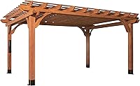 Vista 1 de Backyard Discovery Beaumont - Kit de pérgola tradicional de madera de cedro de 16 x 12 pies con techo enrejado, durabilidad para todas
