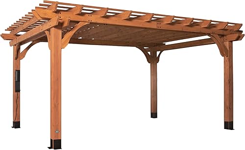Miniatura 10 de Backyard Discovery Pergola de madera de cedro de 14 x 10 pies, duradera, estructura de soporte de calidad, compatible con nieve y viento, resistente