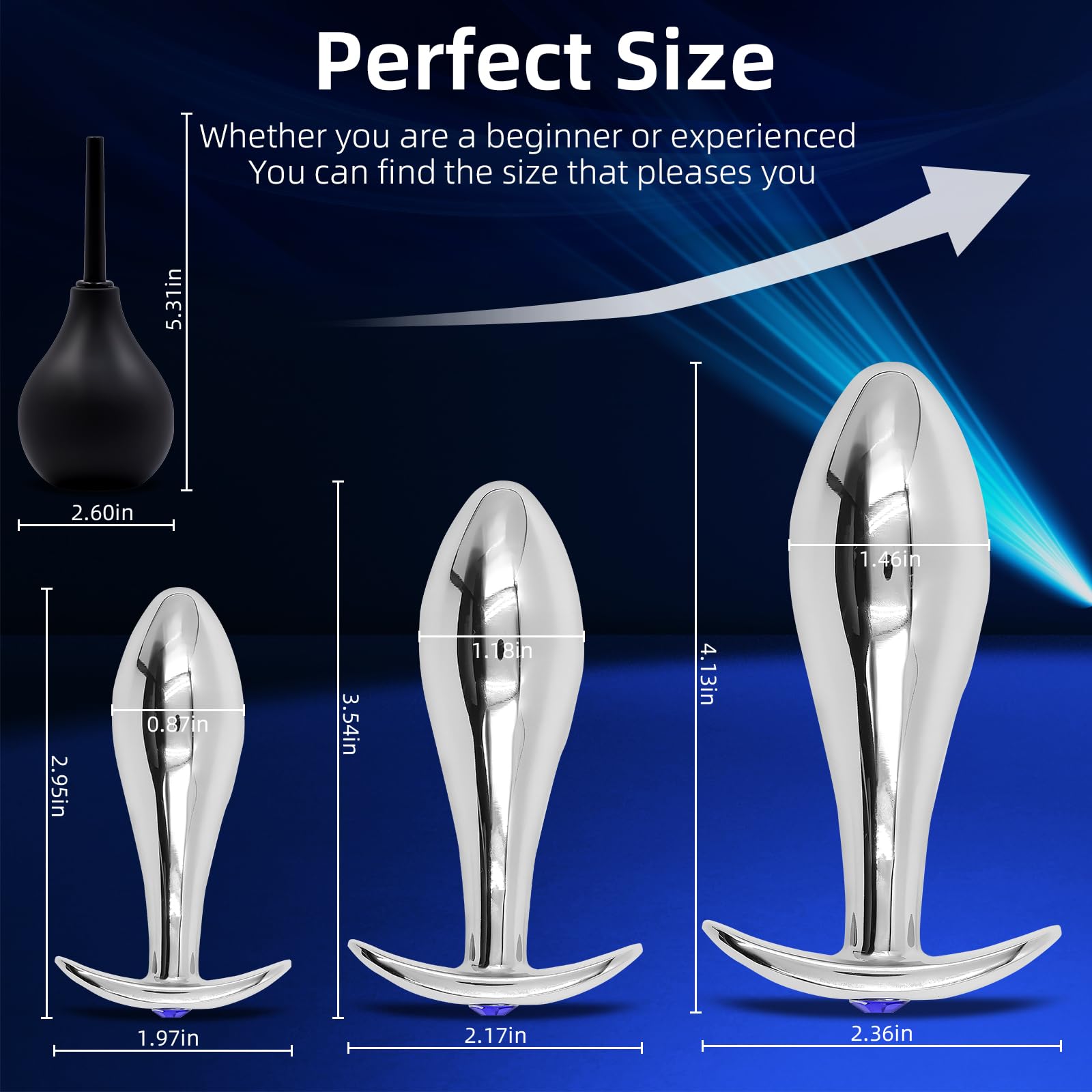 Metal Anal Plugs 4PCS with Luxury Jewelry T-Shaped Base Anal Trainer Kit Metal Butt Plug Prostate Massage Sex Toy Stimulation Adult Sex Toys for Men Women: Silvery Style