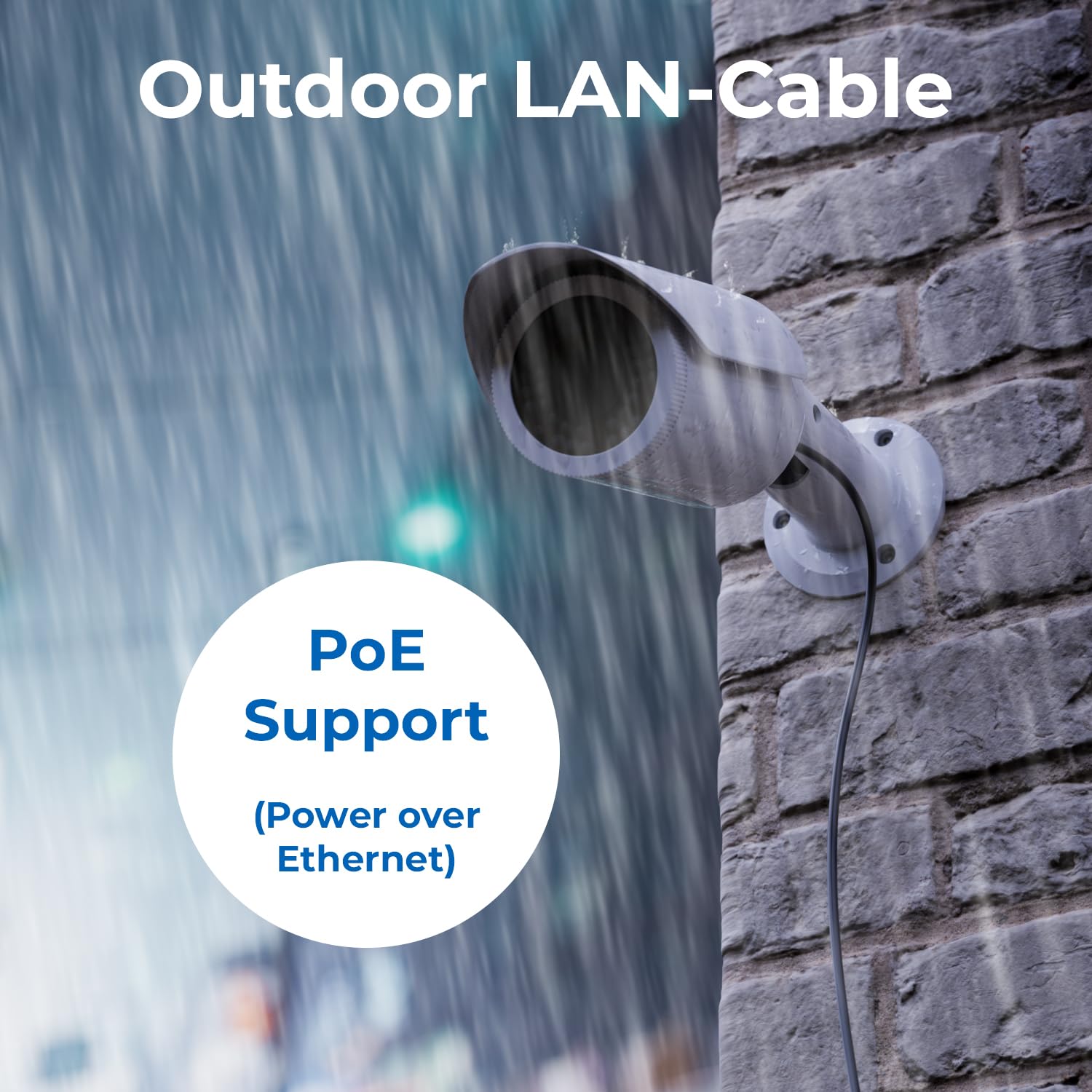 deleyCON 40m Cavo Rete CAT7 Outdoor per Esterno (10 Gbit/s, Schermatura S/FTP, Rame) Connettore RJ45 Ethernet LAN Patch - Resistente Intemperie - per Telecamere, PoE, Campeggio ecc.