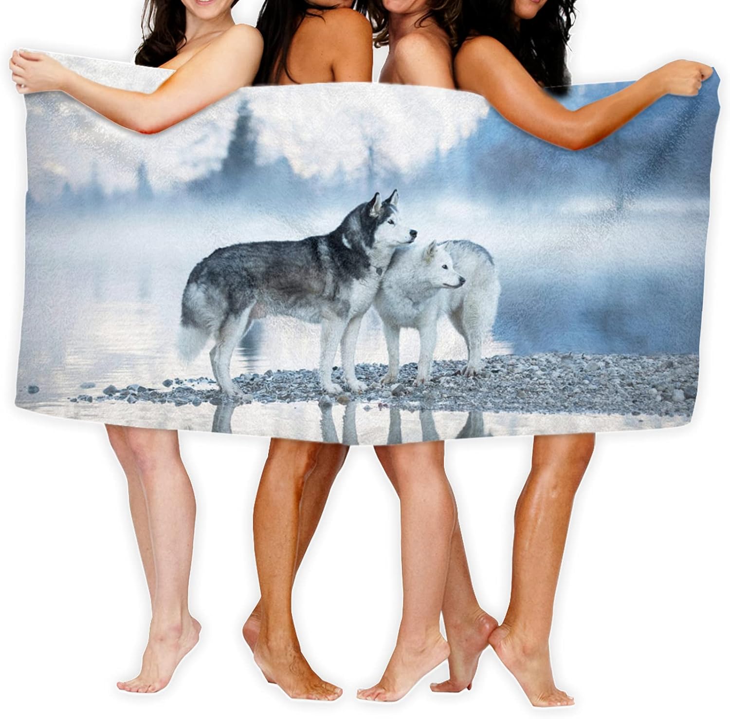 ビーチタオル アラスカのツンドラ オオカミ バスタオル 速乾 軽量 薄手 プール 海水浴 新品 マイクロファイバー 多用途 大判 抗菌防臭 おしゃれ One 旅行用タオル Size