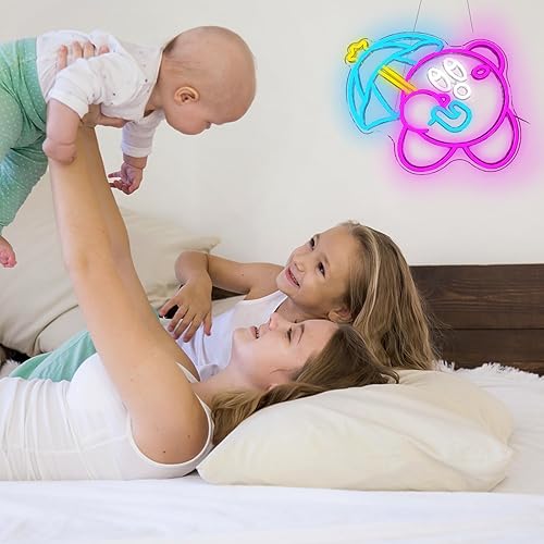 Miniatura 3 de Kirby - Letrero de neón de anime para decoración de pared, luz LED Kirby, decoración de habitación, letrero de neón japonés para sala de juegos,