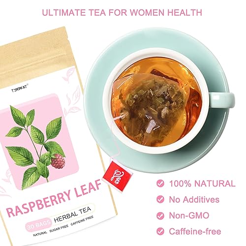 Miniatura 3 de T'SMOMENT - Bolsas de té de hoja de frambuesa - Té orgánico de hoja de frambuesa roja - Hojas de frambuesa naturales para un embarazo saludable y