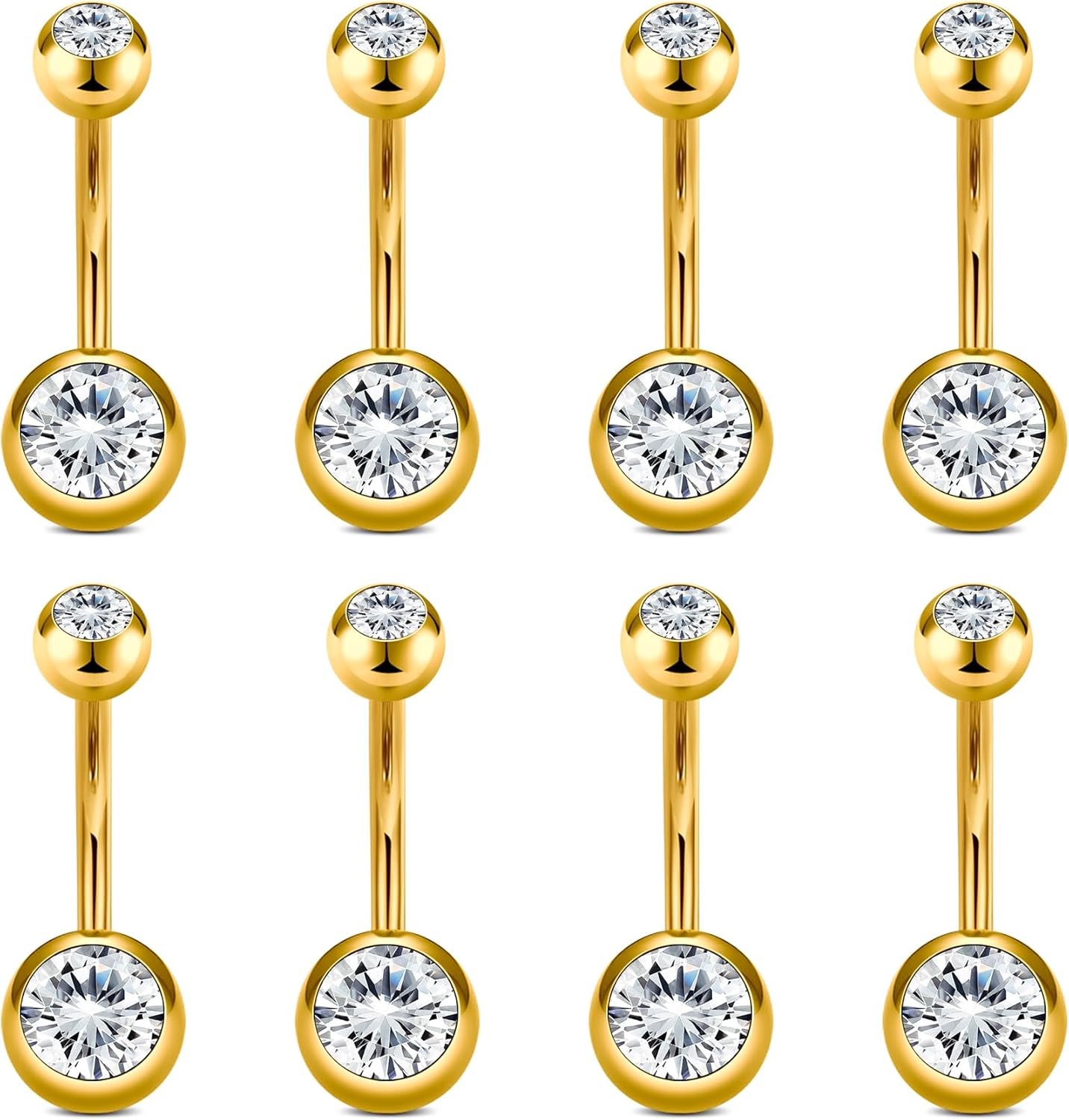 VCMART 14g Belly Button Ring Belly Button Piercing Belly Rings Surgical Steel Belly Button Rings 6mm 8mm 10mm 12mm 14mm 16mm 18mm Short Long Bar Belly Piercing Jewelry for Women