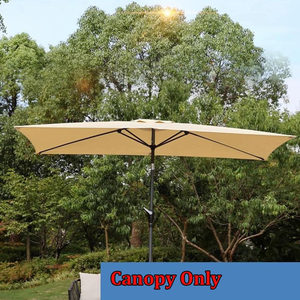 Rettangolare 6 Braccia/8 Braccia Copertura Per Ombrellone Copertura per Ombrellone In Tessuto Di Ricambio Impermeabile e UV Per Cortile Giardino Piscina Grigio 3x2 m (10' x 6.5')