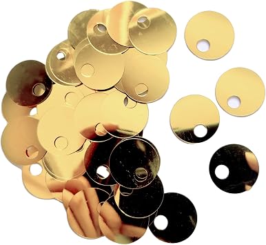 Zhiheng Around 800pcs Large Hole Sequin Glitter Spangle Paillettes Round Flat Sequins Diameter 2cm PVC Confetti DIY Wedding Dress Scrapbooking Sewing Accessories Gold
