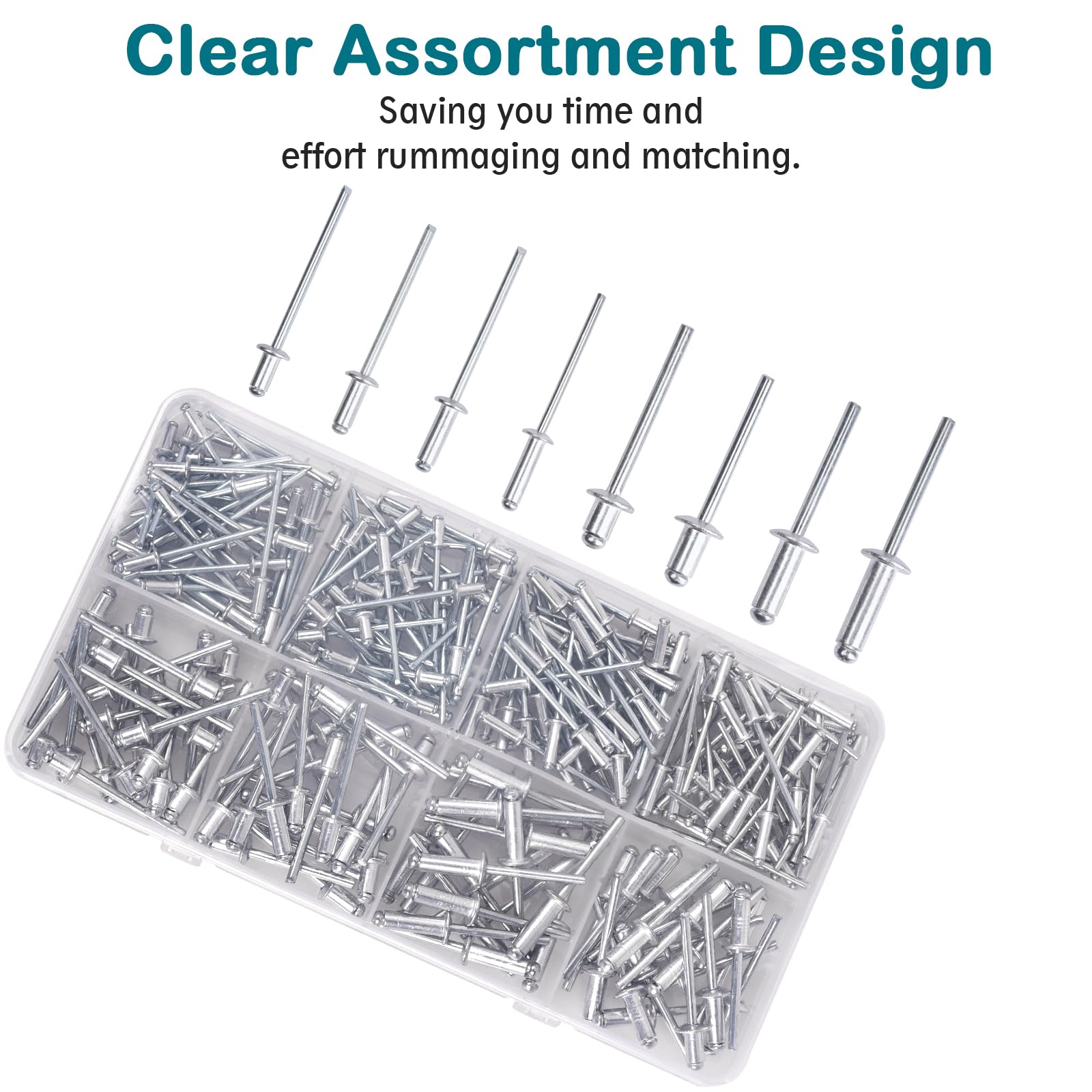 Pop Rivets Kit - 200 Aluminum Blind Rivets -7