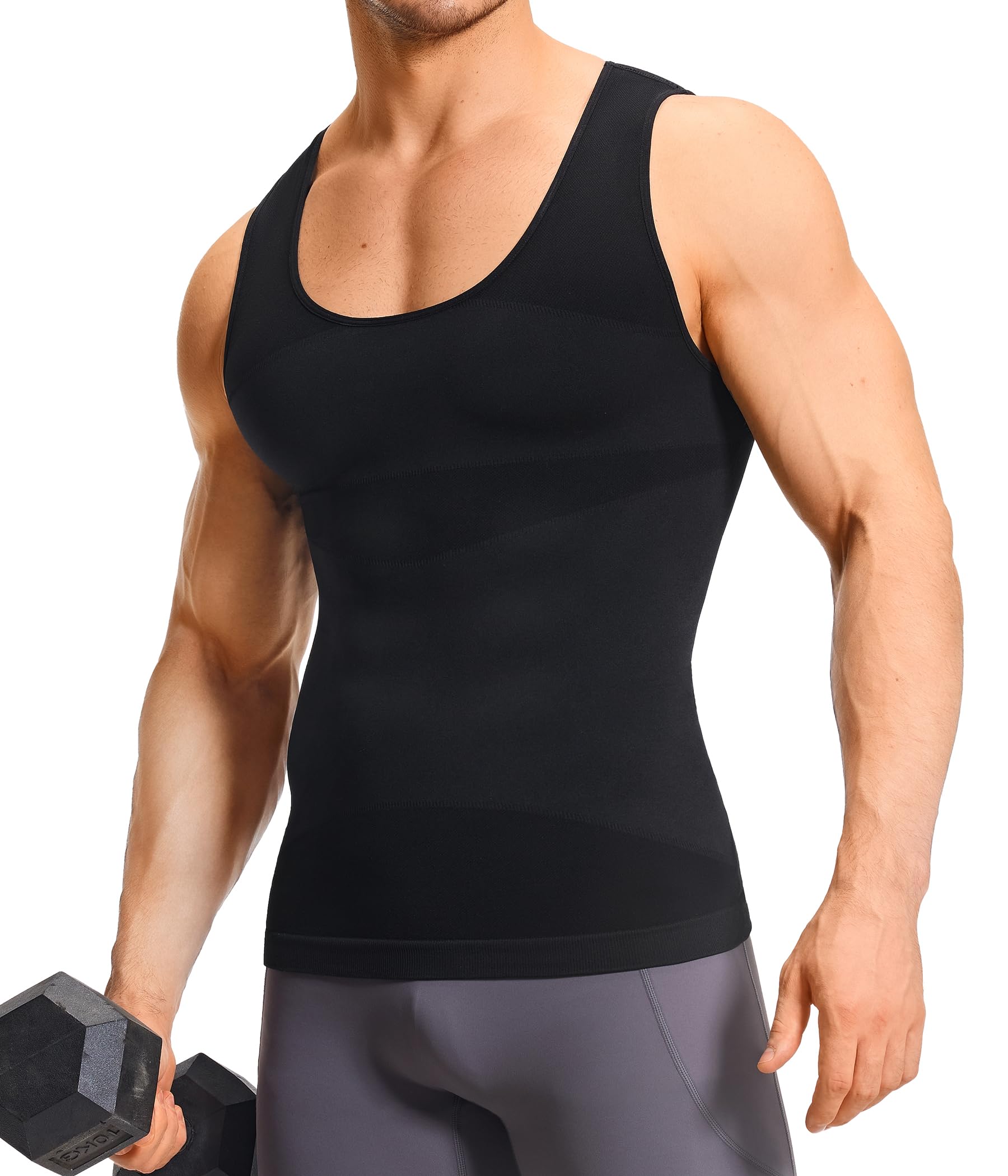 Gotoly Débardeur de Compression Homme Gaine Ventre Plat Maillot de Corps Amincissant Gilet de Compression Minceur Body Gainant