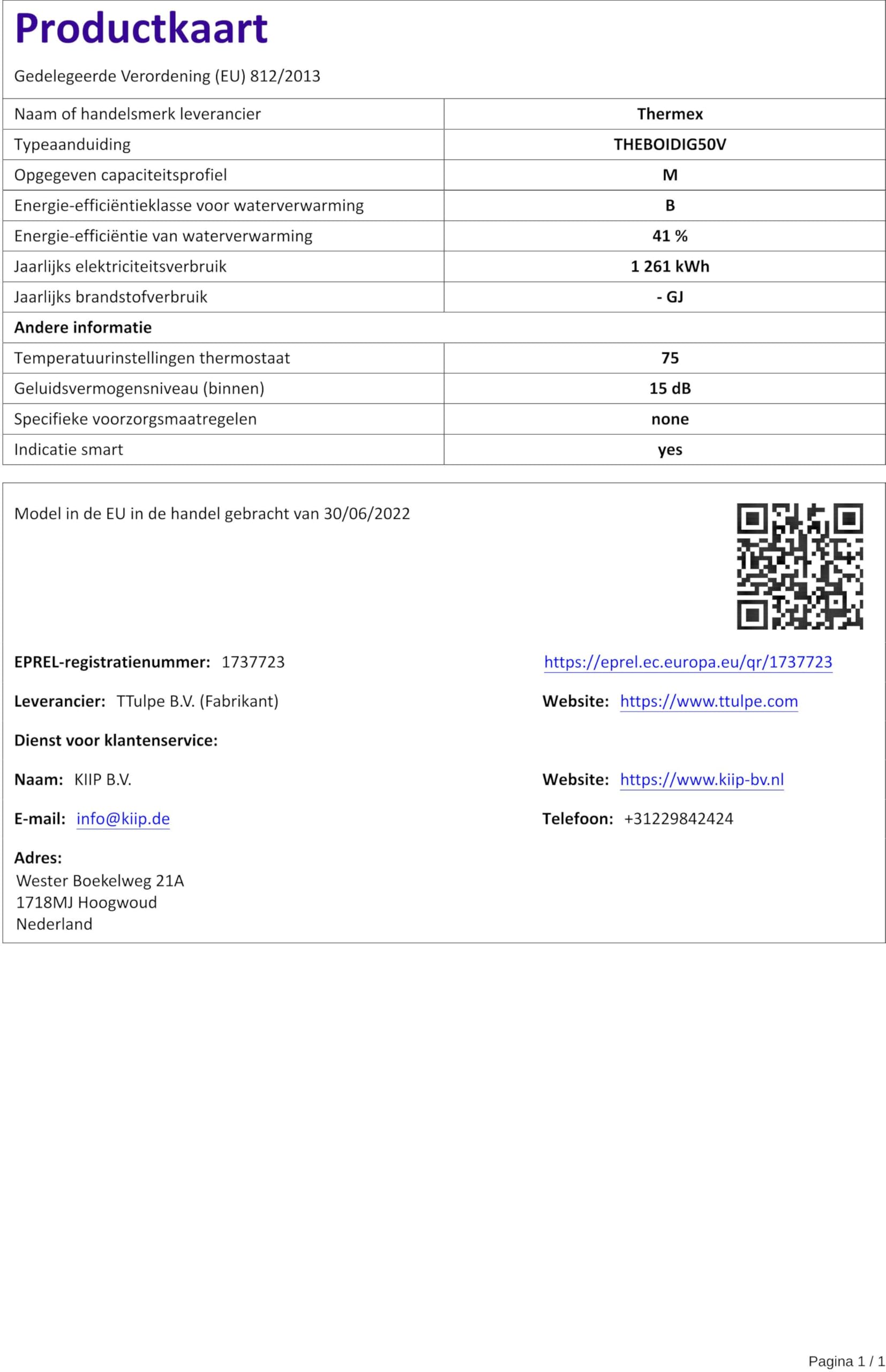 Thermex Digital Warmwasserspeicher, senkrecht WiFi (50 Liter)
