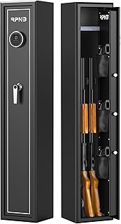 RPNB Large Biometric Rifle Safe, 3-Gun Electronic Gun Security Cabinet, Quick-Access Fingerprint Long Metal Rifle Gun Security Cabinet with Removable Shelf, Door Organizer - RPNB