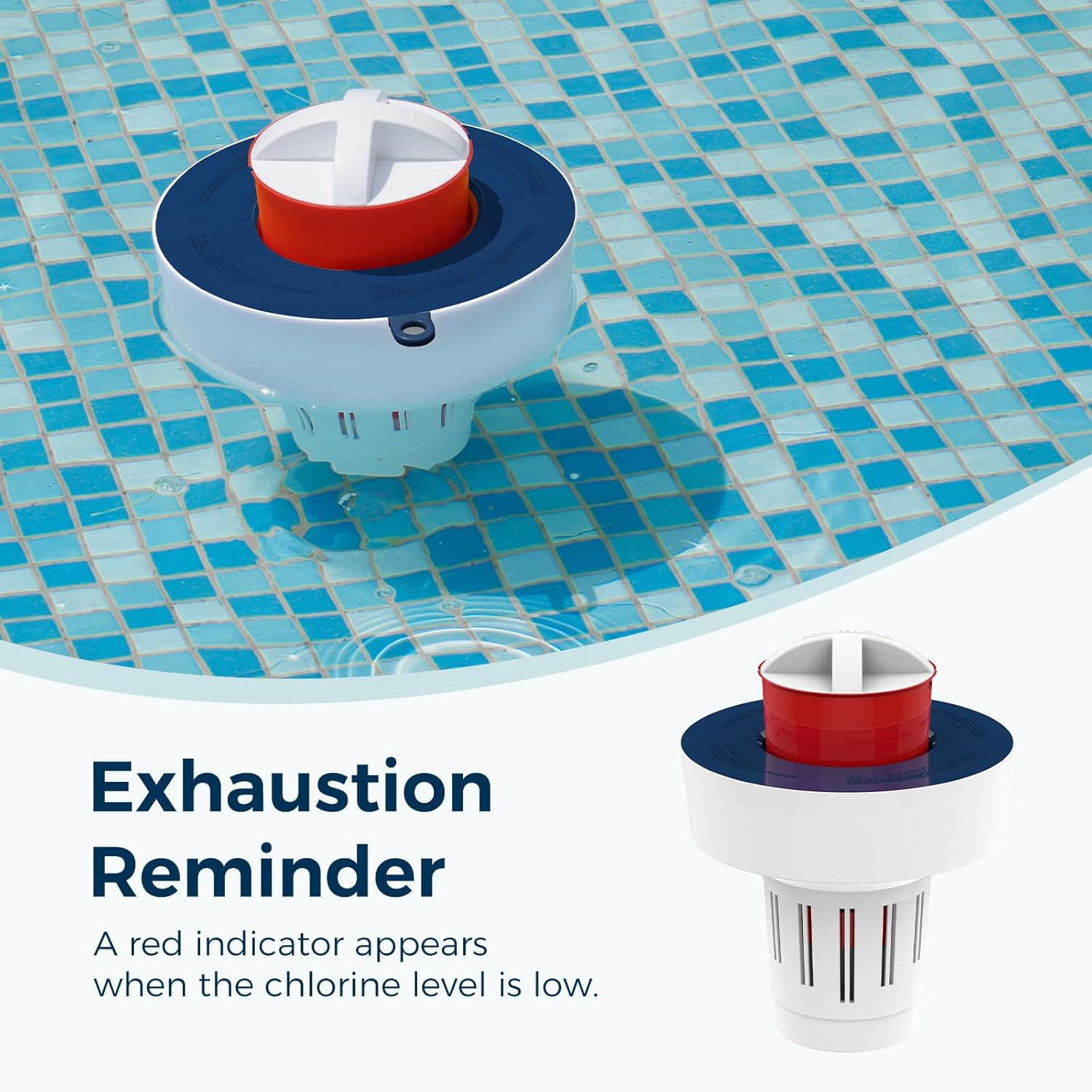 Pool Tablet Dispenser for 3 inch Tablets, Floating Tablet Holder with Reminder and 3 Adjustable Settings, Durable Floater for Pools, Large Size (Blue)