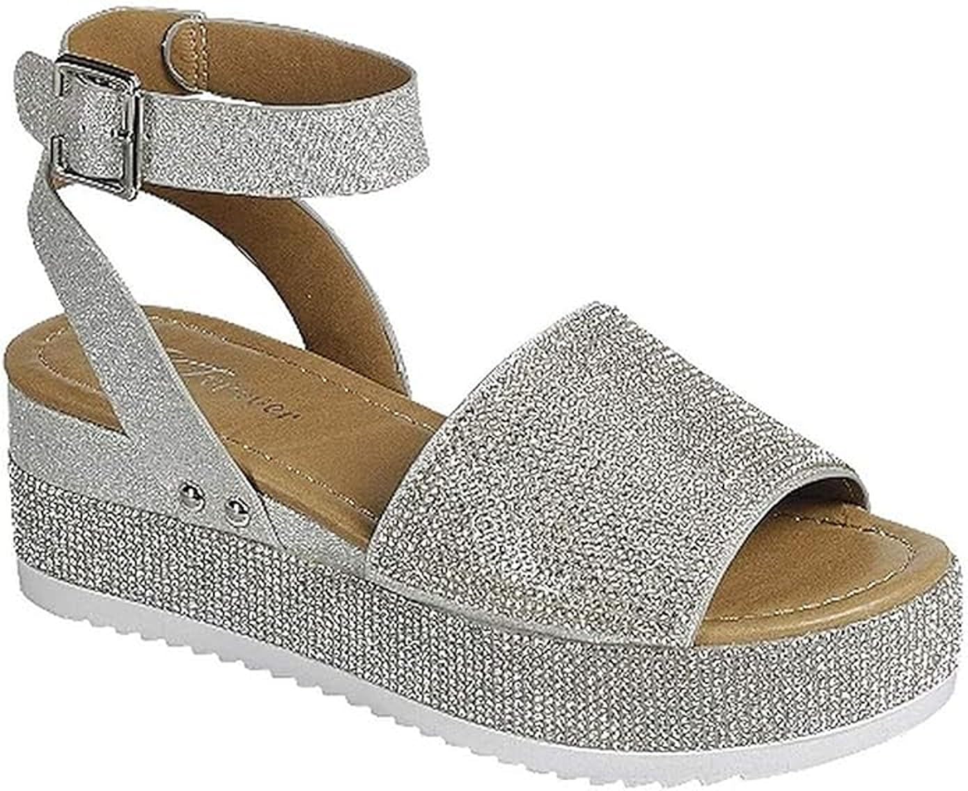 Forever Link Women Rhinestone Ankle Strap Crystal Platform Sandals-Luxury-96