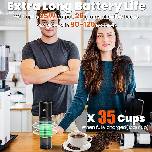 Miniatura 4 de Molino de café 4 en 1, eléctrico, termómetro digital (-50C a 300C) con filtro y recipiente, molino de granos de café para campamento, RV, Molino de