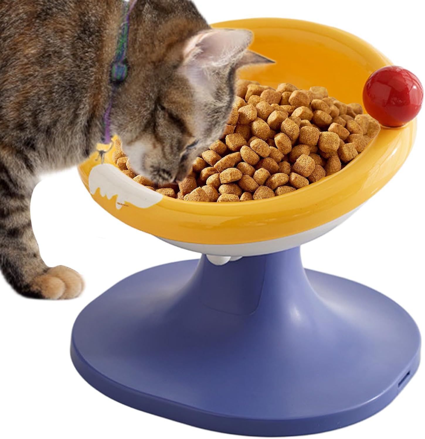 猫用 エサ皿 - エルゴノミック セラミック 猫用 ボウル - ひげ当たり防止 小型犬猫用 高さ調節可能 省スペース設計