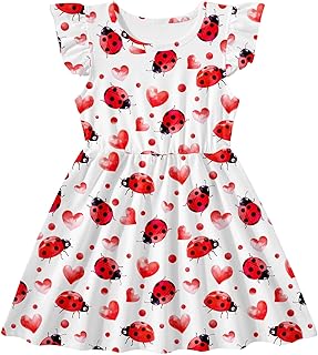 Toddler Girls Dress Summer Ruffle Flutter Sleeve Dresses for Kids 2-7T - Buy now