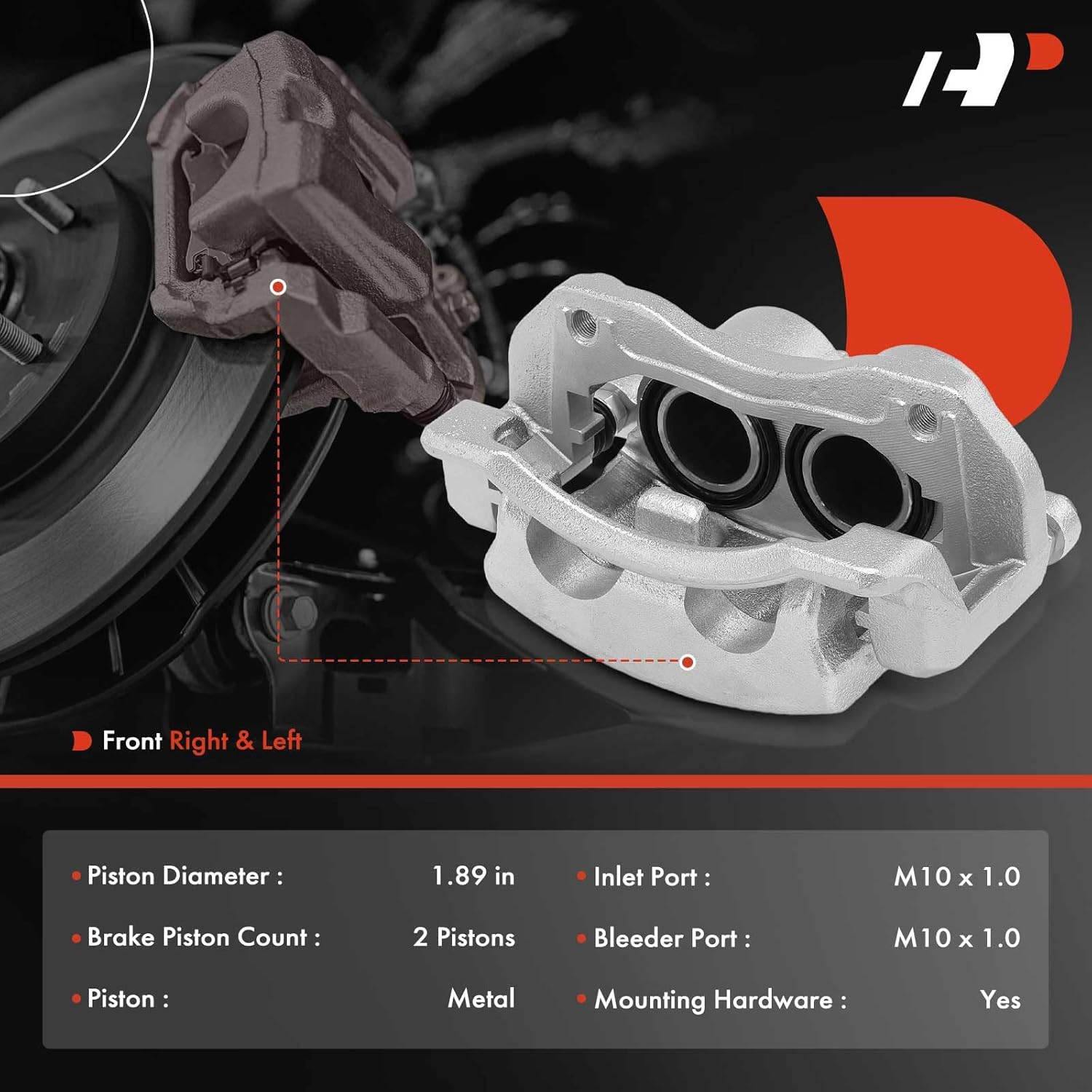 A-Premium Disc Brake Caliper Assembly with Bracket Compatible with Select Kia and Hyundai Models - Sedona 2006-2014, Entourage 2007-2008 - Front Driver and Passenger Side, 2-PC Set