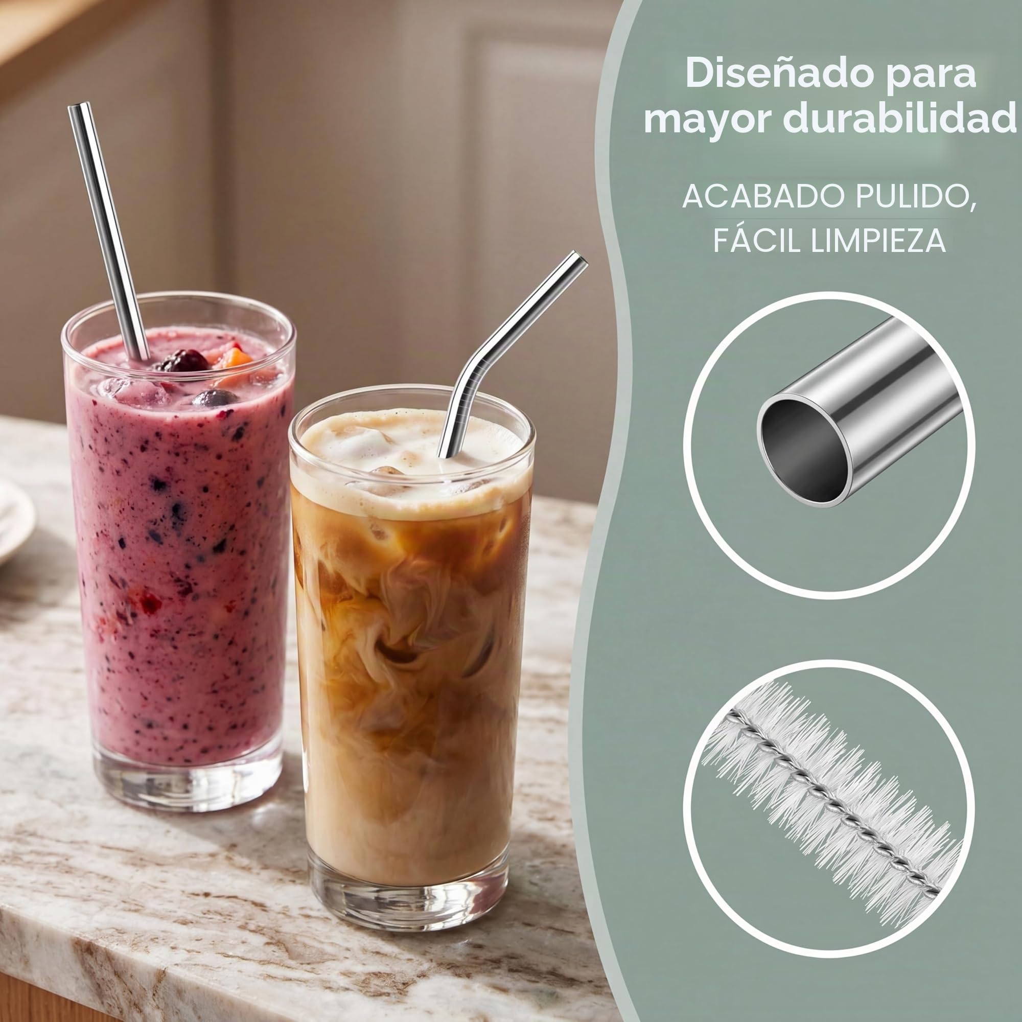 6 unidades de pajitas reutilizables de acero inoxidable de 31 cm para taza Stanley 30 oz/40 oz – Pajitas de metal aptas para alimentos 304 con 1 cepillo de limpieza, aptas para lavavajillas