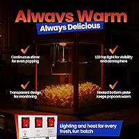 Vista 4 de Popcorn Machine - Electric Popcorn Popper Stainless Steel Kettle With Scoops, Bags, Cups & Shaker Countertop Machine, Theater Style Ready in 5