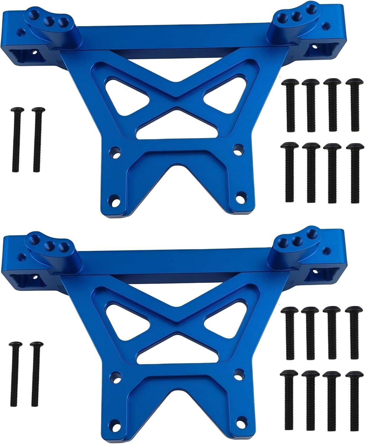 Aluminum Front & Rear Shock Tower Mounts Upgrade for 1/10 T-Maxx/E-Maxx RC Cars, 1/10 REVO 3.3, T-Maxx 3.3 – Replacement Part #4917R (Blue)