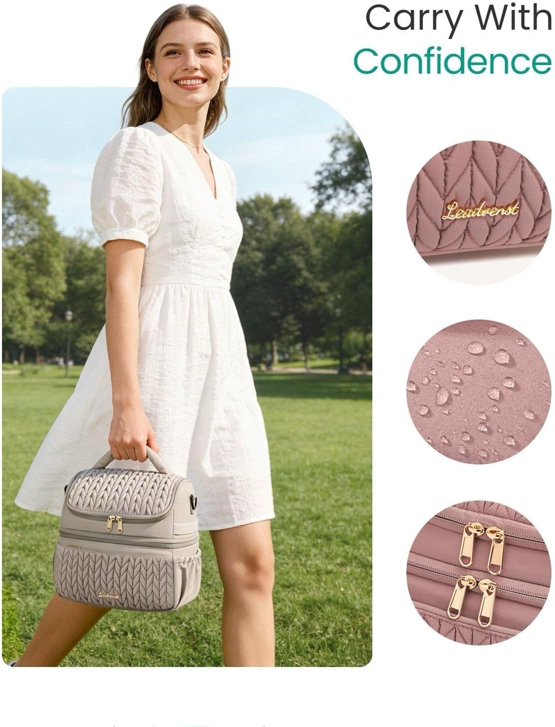 Breastmilk Cooler Bag - Large Capacity 12L & 10-Hour Insulated Bottle Cooler Bag with Detachable Divider for Tall Baby Bottles | Dual Deck Lunch Box for Women | Breast Pump Bags for Work