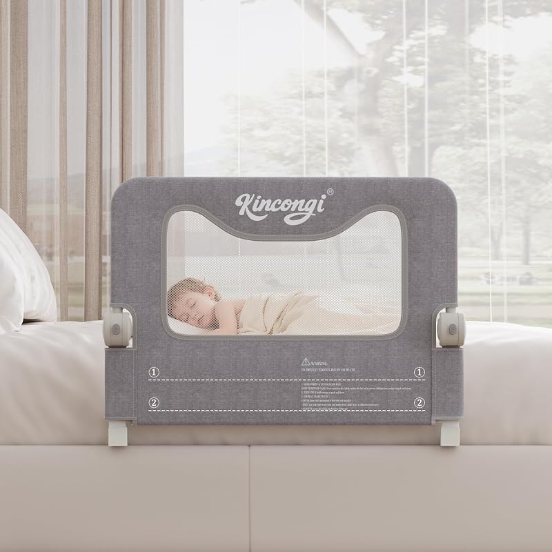 Bed Rail for Toddlers, 32 Inch Swing Down Toddler Bed Rails | Wider U-Shape Base, Breathable Baby Bed Rail Guard for King, Queen, Full, Twin Bed Rail for Baby