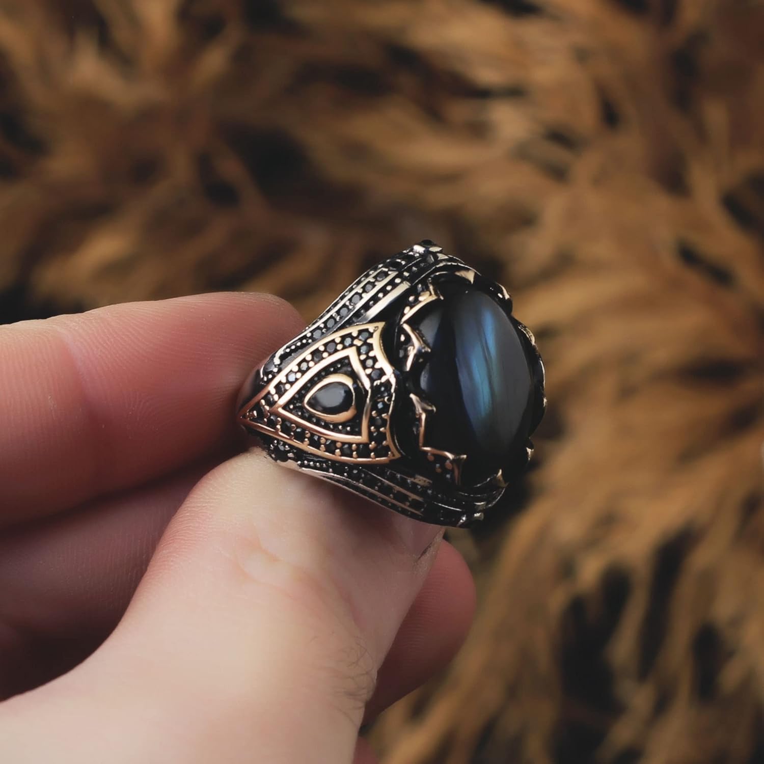 925 Sterling Silver Natural Labradorite Gemstone Handmade Mens Ring, Gift for Him, Boyfriend Gift, Gift for Men, Fathers Day Gift gifts for men handmade rings valentines day gifts for him