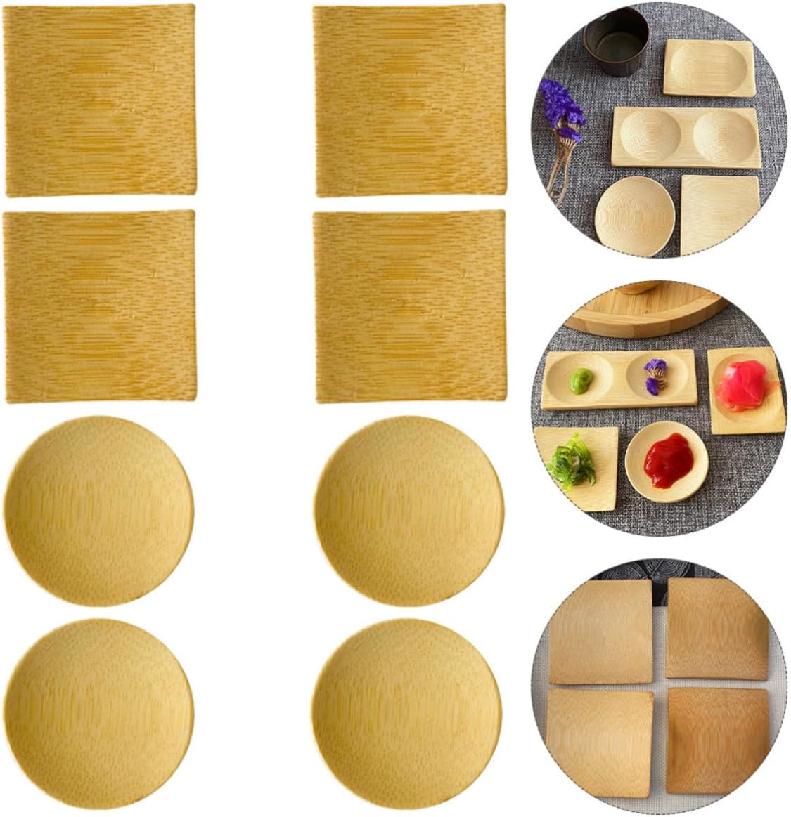 SHOWERORO 12pcs Snack Plates and Sauce Dipping Bowls for Seasoning Classification and Storing Sauces, Lightweight Side Dish Plates for Different Occasions and Kitchens Random Color