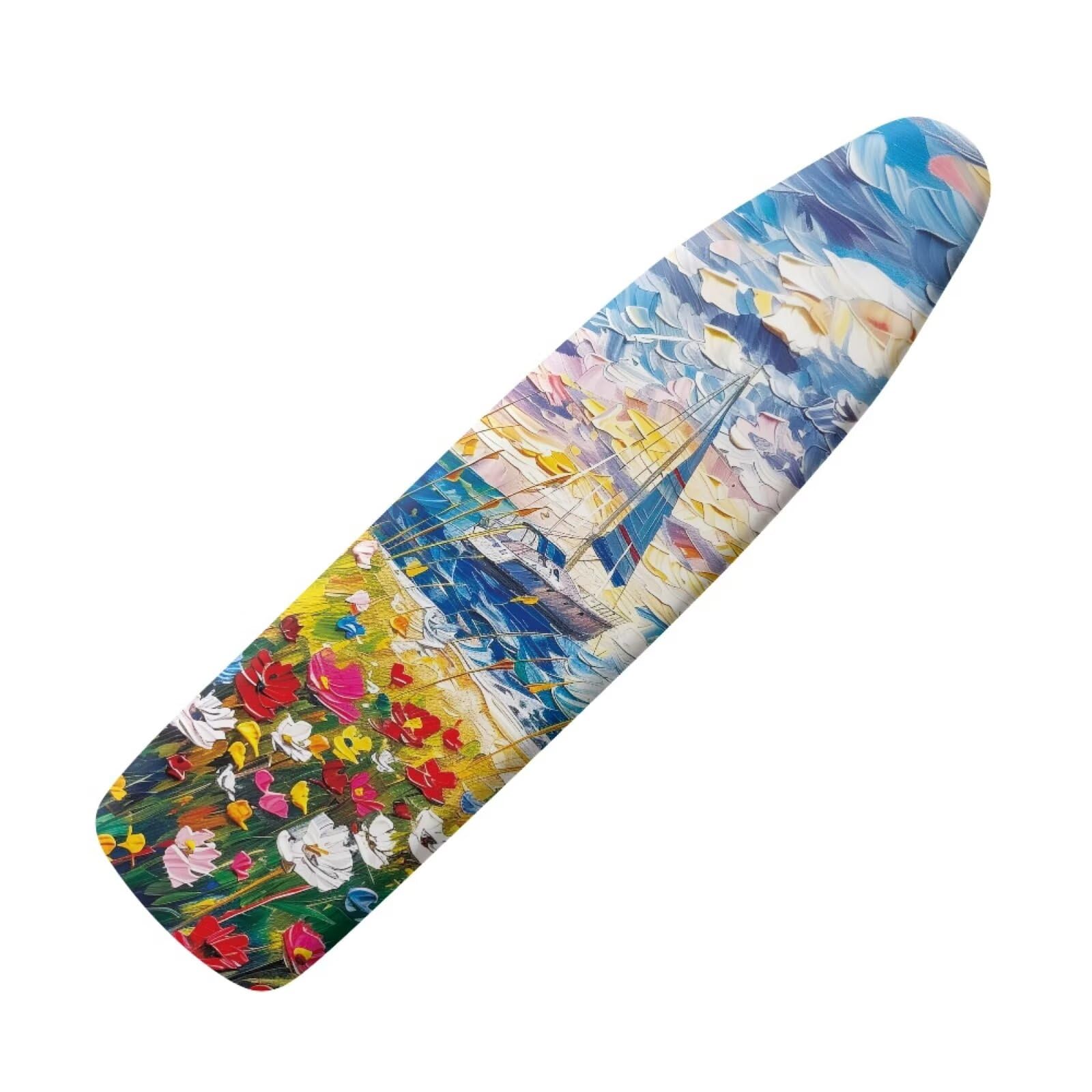 Easy Installation 15x54 Oil Art Sailboat Floral Print Ironing Board Cover - Elastic Edge, Fit Standard Size Iron Board Cover, Stain Resistant, Setup for Effortless Ironing Experience