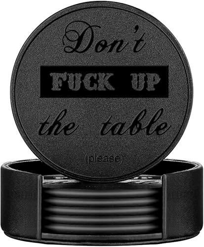 Miniatura 1 de Thipoten - Posavasos divertidos, 6 posavasos de cuero con soporte, regalo perfecto para inauguración de la casa, protege los muebles de marcas de