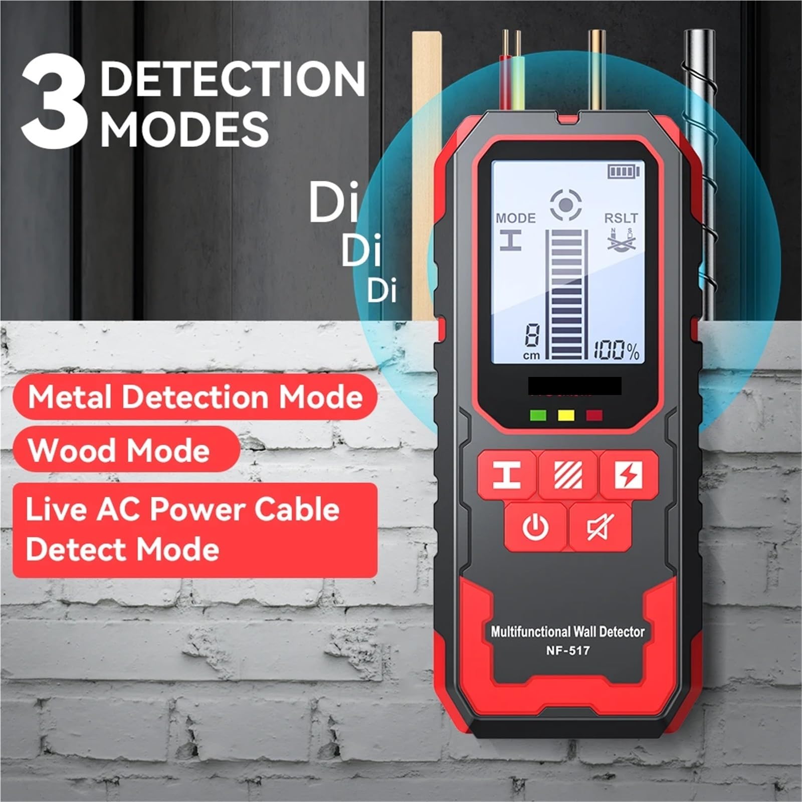 Leitungssuchgerät, Wandscanner 3in1 Metalldetektor LCD-Display Wanddetektor Bolzensucher