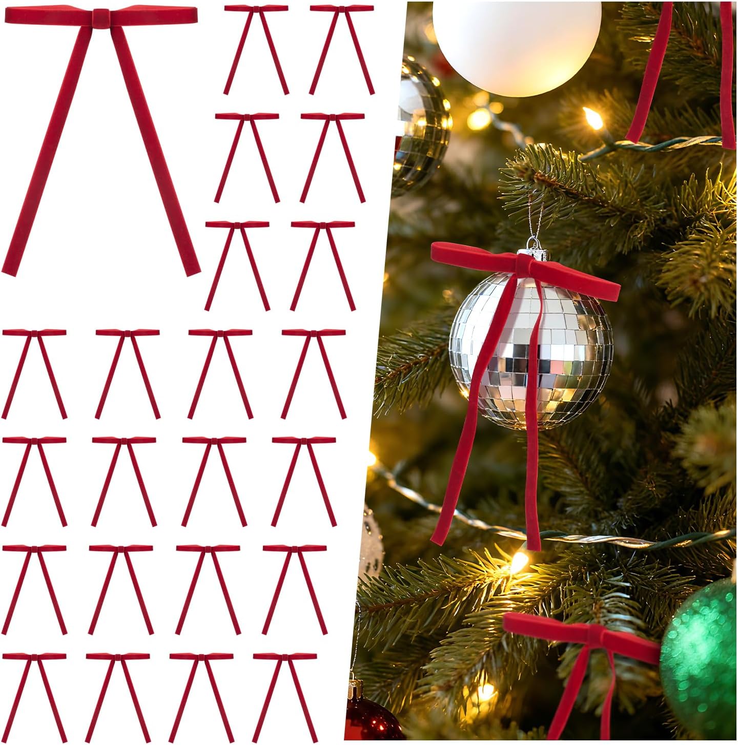 Amazon.com: 30 Pcs Red Velvet Ribbon Bows for Christmas Tree - 5 x 7 ...