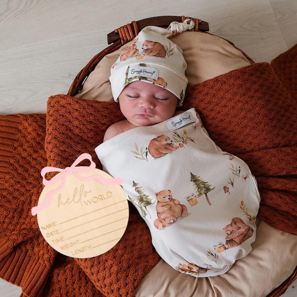 Hello World Newborn Sign Bow Wooden Baby Announcement Sign Pink Bow Welcome Baby Name Sign Newborn Photo Prop