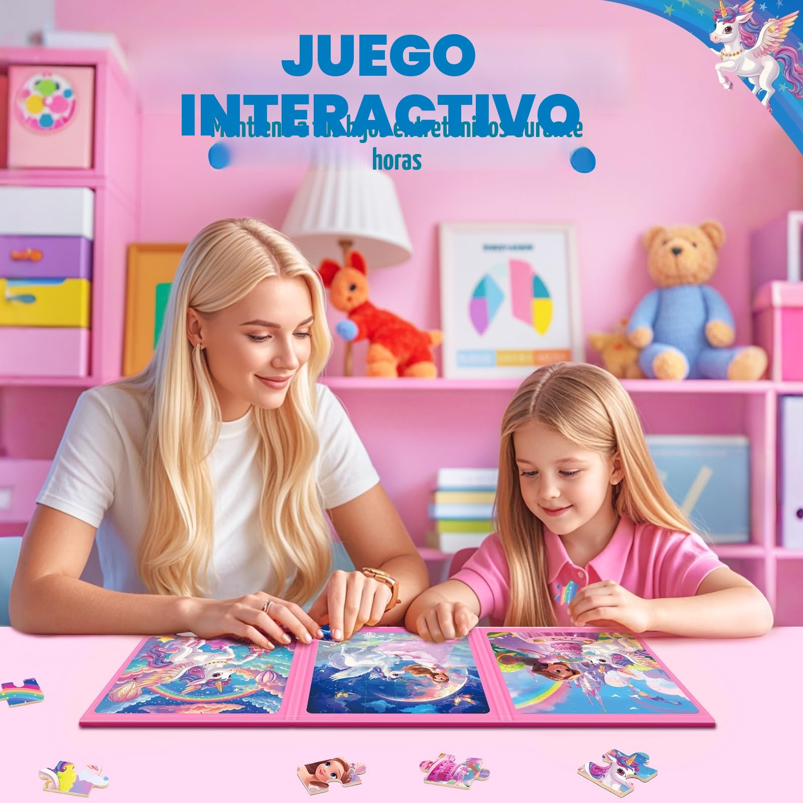 Puzzle MagnéTicos De Unicornio para NiñOs, Rompecabezas para Viajar De 36 Piezas para NiñOs De 3 A 8 AñOs,Puzzle para NiñAs para Mejorar La Inteligencia,Actividades con En AvióN,CumpleañOs