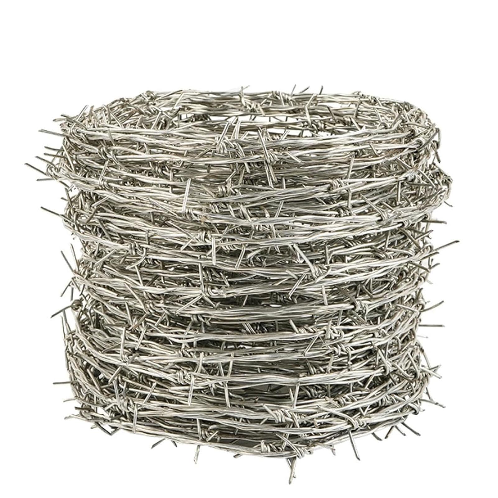 Alambre De Espino, Rollo De Alambre De Púas, Doble Cadena Acero Galvanizado, Fácil De Doblar Alambre De Púas para Patio O Manualidades, Seguridad Ganadera/Doméstica (200m)