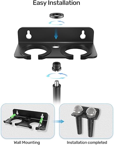 Miniatura 4 de Soporte de micrófono múltiple para soporte de micrófono, organizador de almacenamiento para micrófonos dinámicos e inalámbricos de mano, montaje de