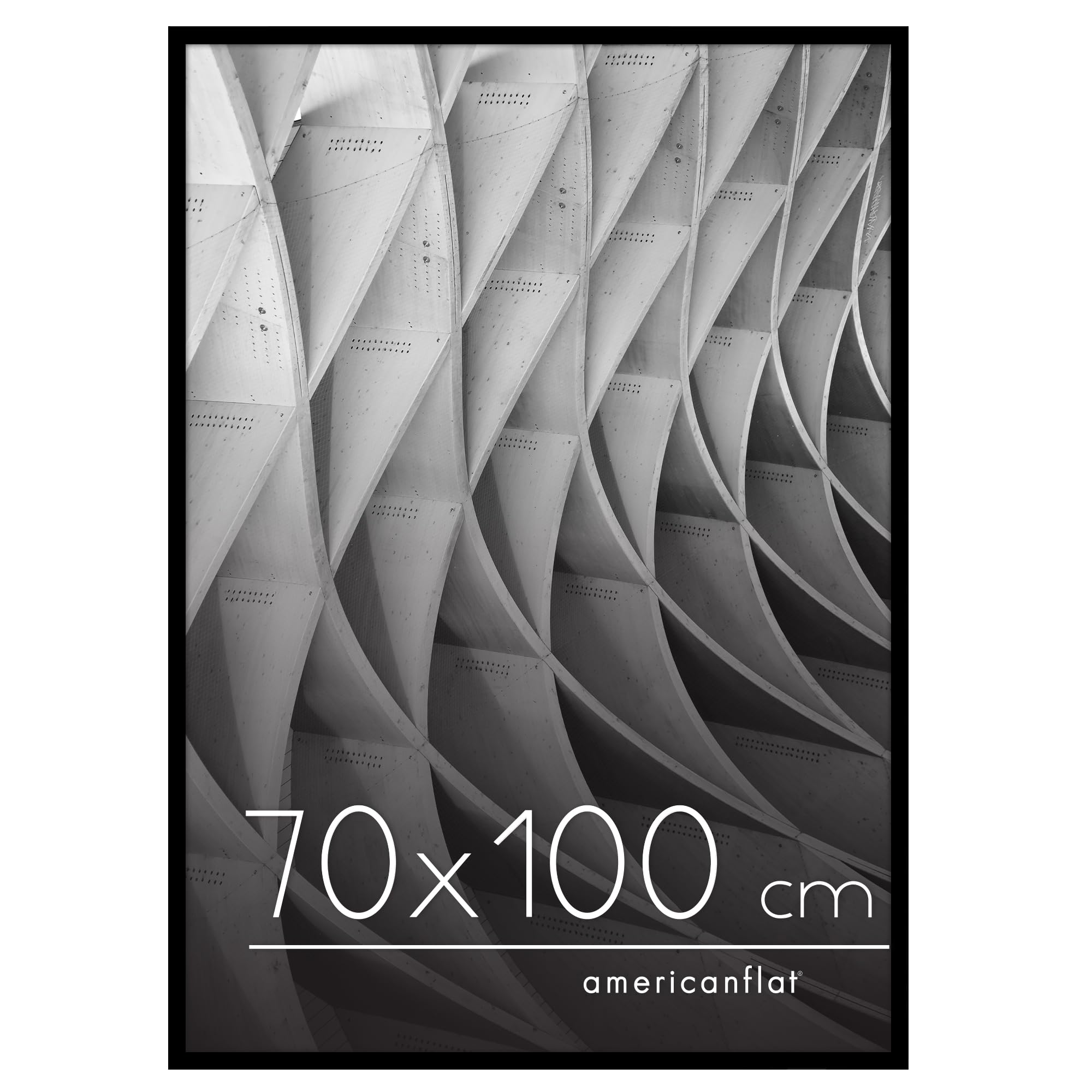 Americanflat 70x100 cm Picture Frame with Polished Plexi Cover - Streamline Collection - Thin Border Picture Frame for Wall Display - Hanging Hardware Included - Black