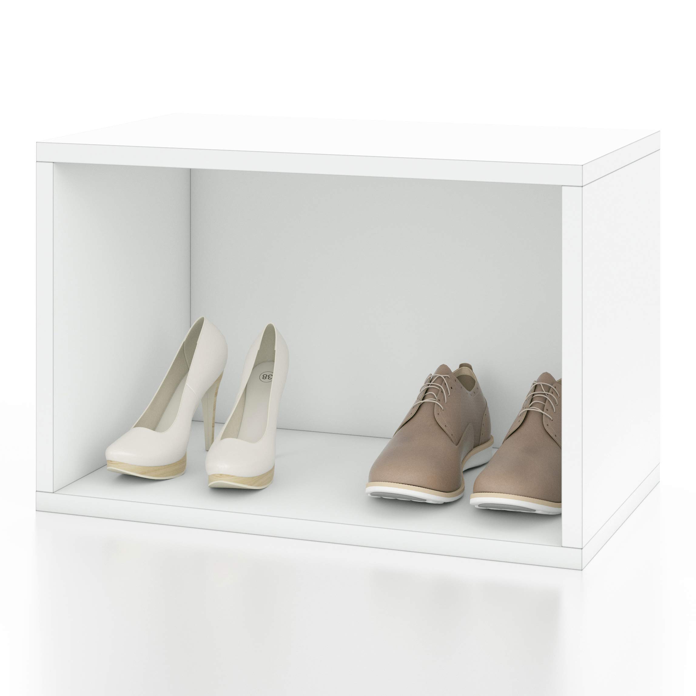 Way Basics Bookcase and Shoe Rack Shelving Organizer (Tool-Free Assembly and Uniquely Crafted from Sustainable Non Toxic zBoard Paperboard), White
