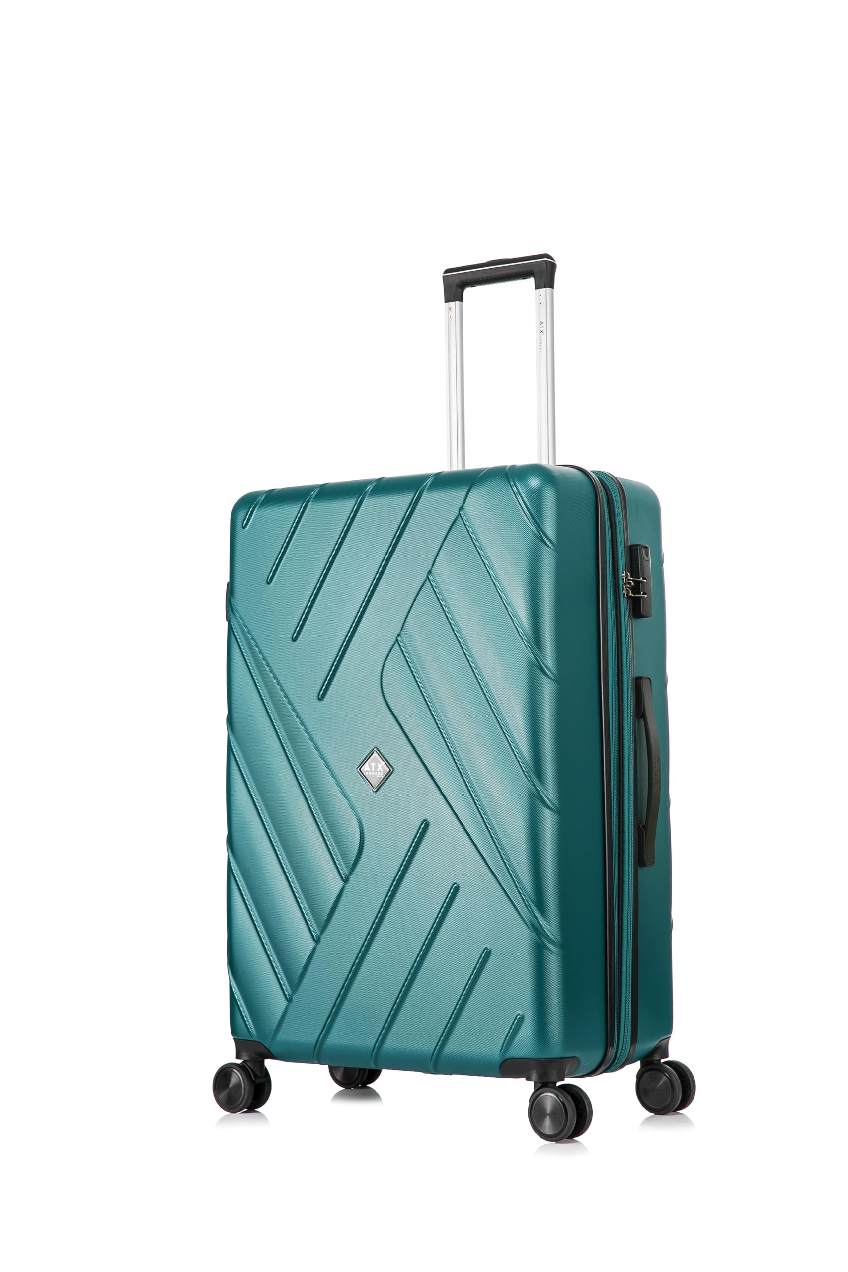 ATX Luggage Est. 1991ATX Luggage Suitcase Large Expandable Hold Check in Ultra Lightweight ABS Hard Shell with 4 Dual Spinner Wheels and Built-in 3 Digit Combination Lock (Forest Green, 133.5 Liter)