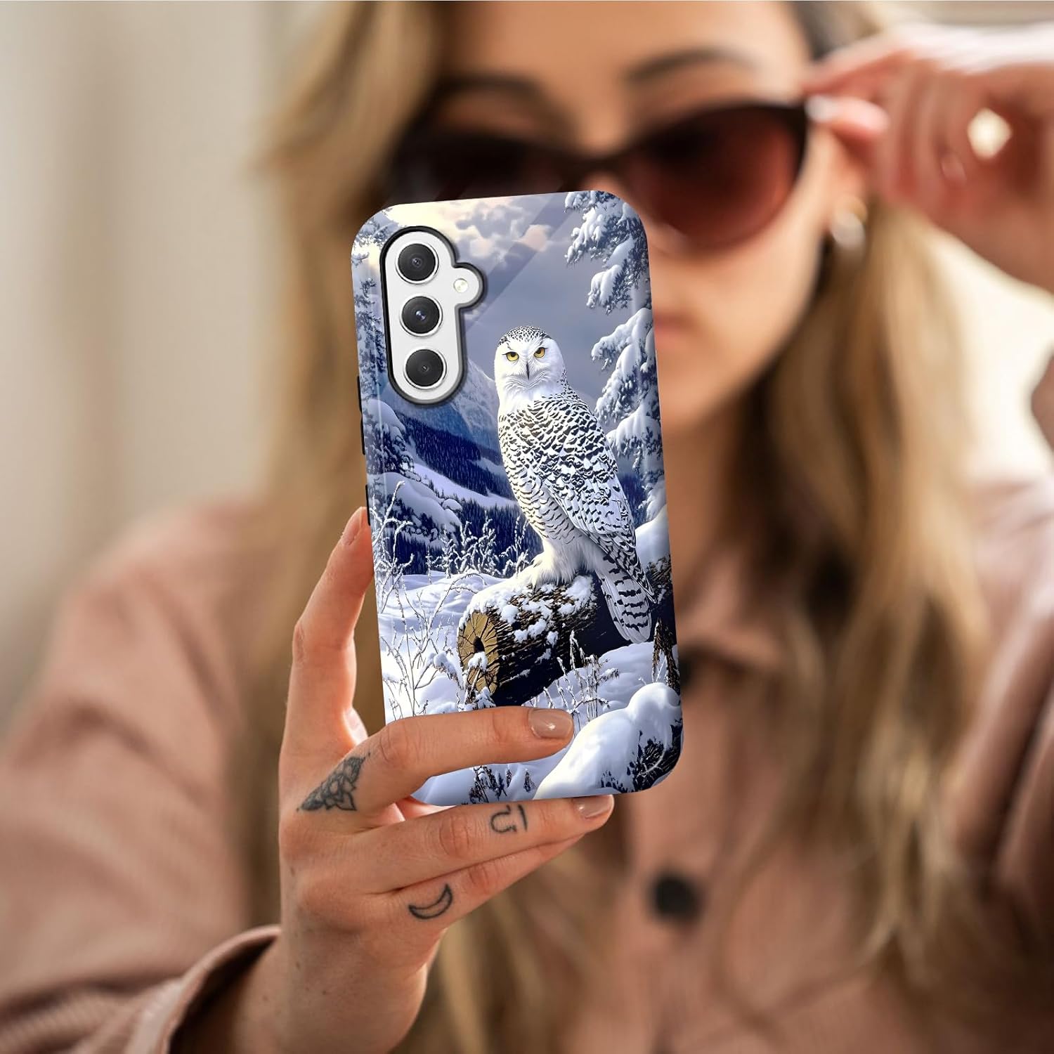 for Samsung Galaxy S25 FE Case Designer, Wireless Charging Compatible- Dual-Layer Hard - Drop Shock Scratch Protection - Silky Soft Phone Case with Stylish for Women,Snowy Owl - Image 6