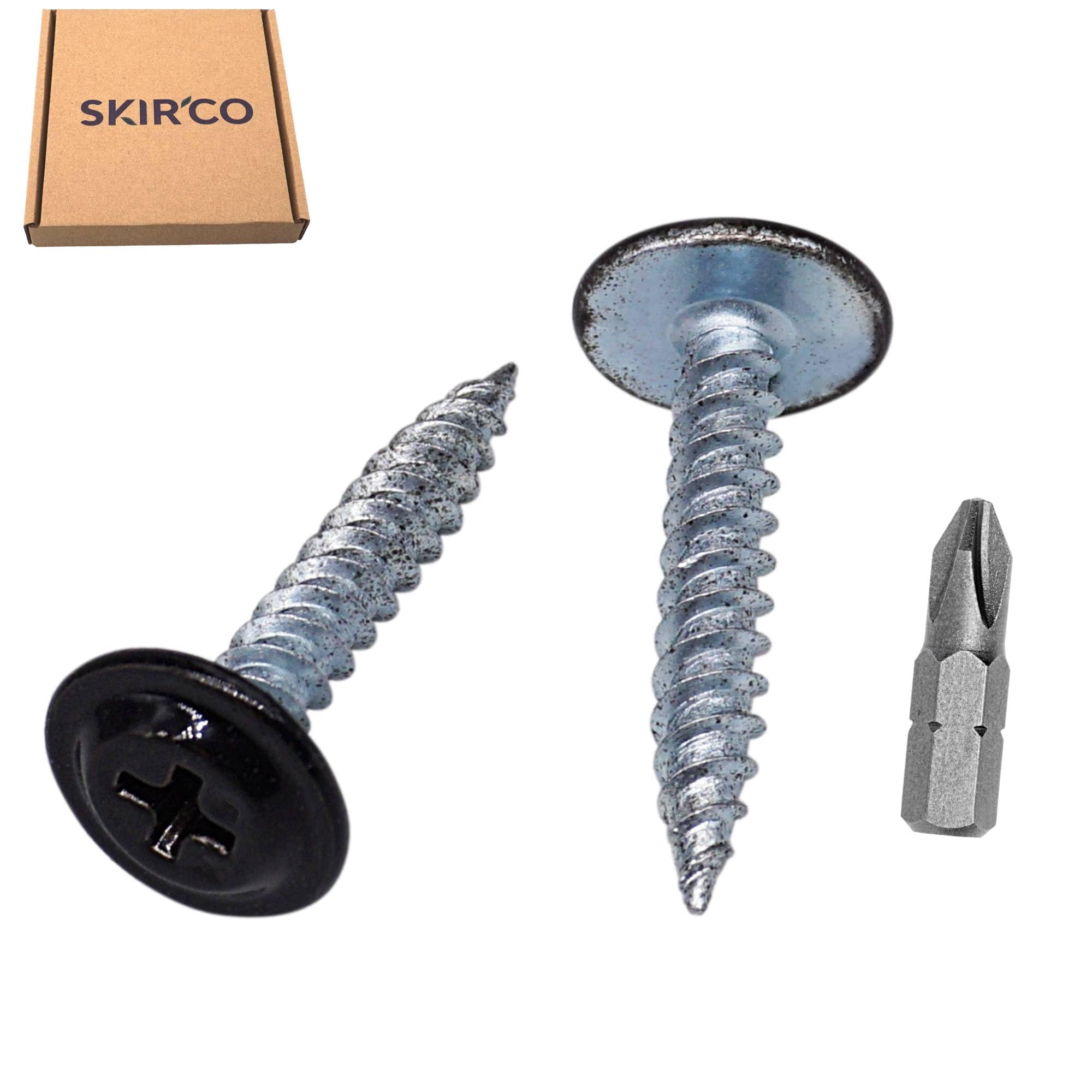 SKIR'CO (50 szt.) Malowane wkręty samogwintujące do drewna 4,2 x 25 mm, wkręt metalowy, łeb kratowy o zmodyfikowanym PH (czarny RAL 9005)