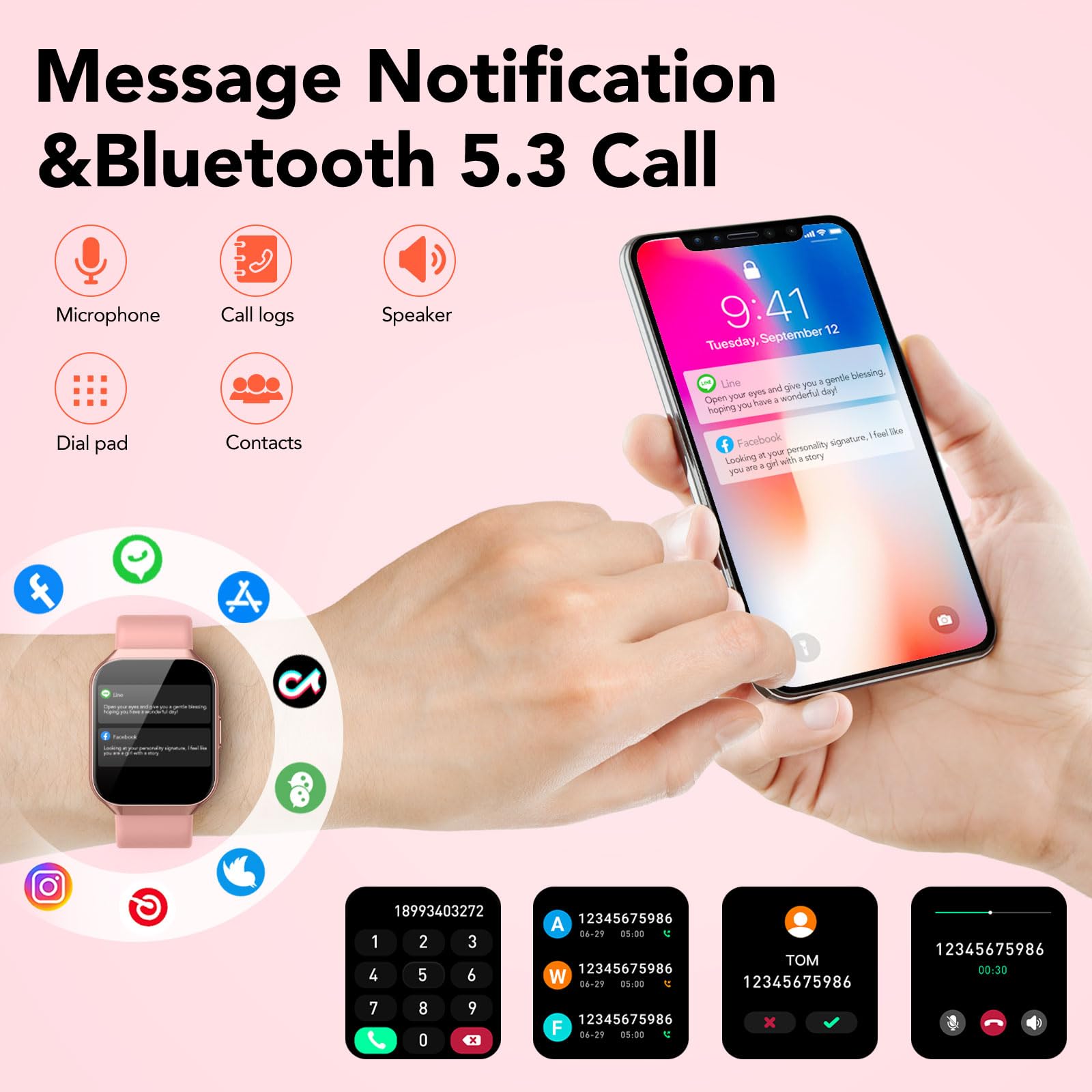 Gerafame Smartwatch Donna,1,96" Orologio Smartwatch Donna, Cardiofrequenzimetro/Monitoraggio del Sonno, Smart Watch con 112 modalità sportive, IP68 Impermeabile per Android iOS